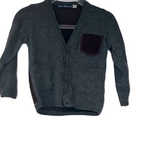 Euro Boys velvet and knit button down gray and maroon size 3 sweater